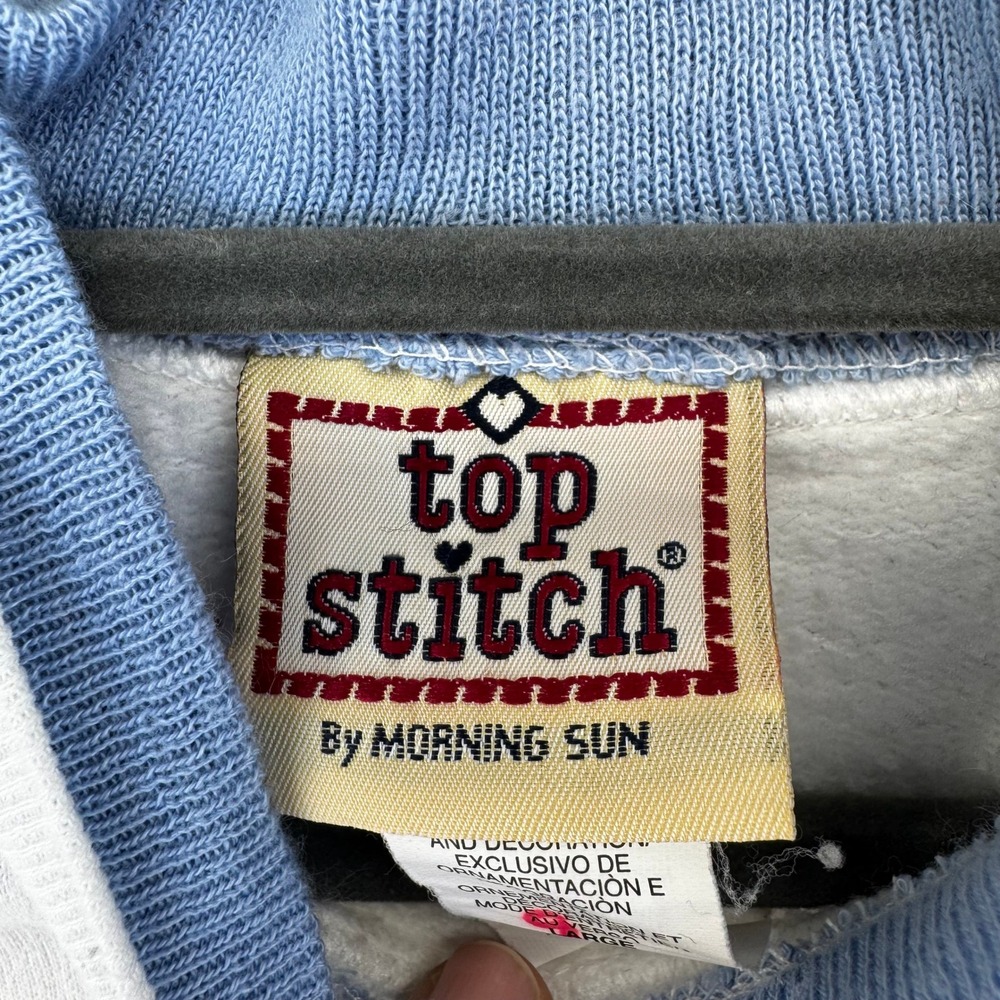 Vtg Top Stitch Large Christmas Holiday Snowflake Embroidered Sweatshirt White - Picture 8 of 9